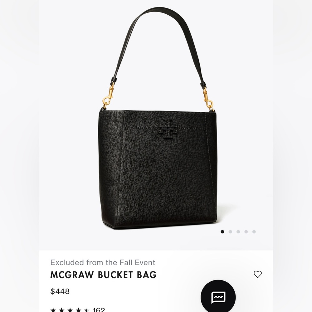 Tory Burch McGraw Black w Gold Accent Bucket Bag